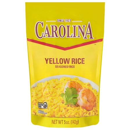 (3 pack) Carolina Seasoned Saffron Yellow Rice, Seasoned Long-Grain Rice with Spices, Gluten Free, 5 oz Bag