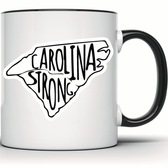 Carolina Strong Mug - South & North Carolina State Pride Gift - Southern Design Coffee & Tea Mug - 11 Ounce Black Rim Handle Novelty Coffee Cup - WMUG0405-Black Rim
