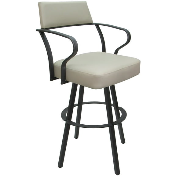 Carolina Swivel Bar Height 30" Metal WB Stool - Ocean Beige Vinyl - Gray