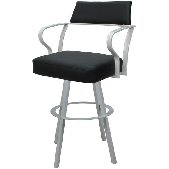 Carolina Swivel Counter 26" Metal WB Stool - Black Vinyl - White