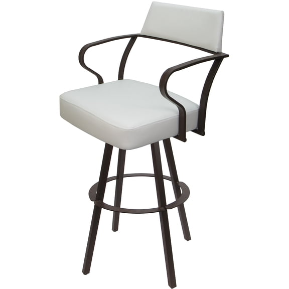 Carolina Swivel Extra Tall 34" Metal WB Stool - White Vinyl - Brown