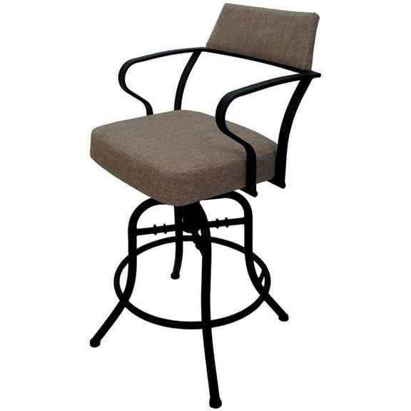 Carolina Swivel Tilt Bar 30" Metal Bar Stool - Basin Beige Fabric - Black Frame