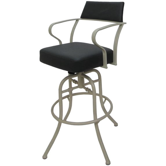 Carolina Swivel Tilt Bar 30" Metal Bar Stool - Gray Vinyl - Beige Frame