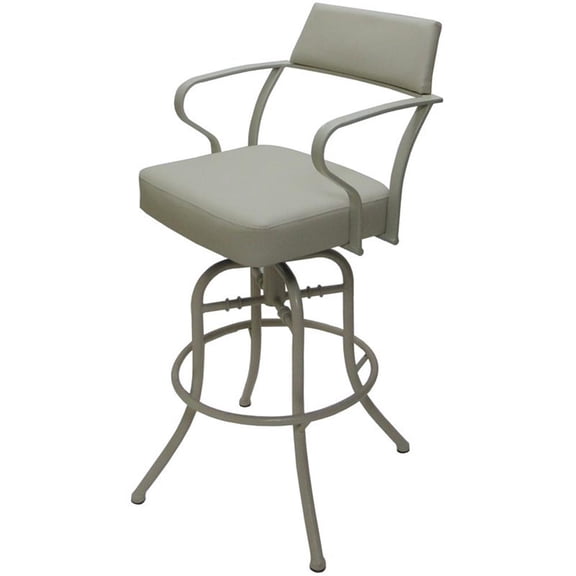 Carolina Swivel Tilt Bar 30" Metal Bar Stool - Ocean Beige Vinyl - Beige Frame