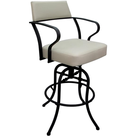 Carolina Swivel Tilt Bar 30" Metal Bar Stool - Ocean Beige Vinyl - Black Frame