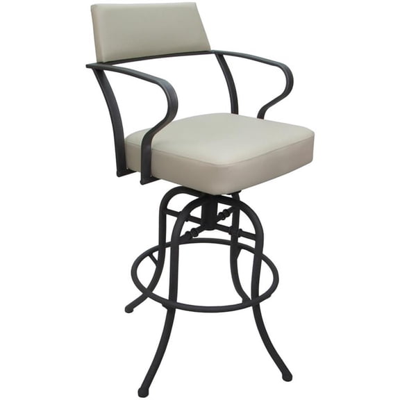 Carolina Swivel Tilt Bar 30" Metal Bar Stool - Ocean Beige Vinyl - Gray Frame