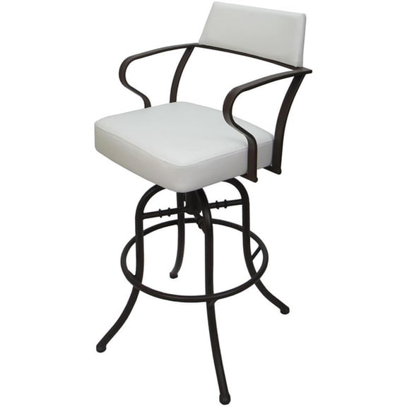 Carolina Swivel Tilt Bar 30" Metal Bar Stool - White Vinyl - Brown Frame