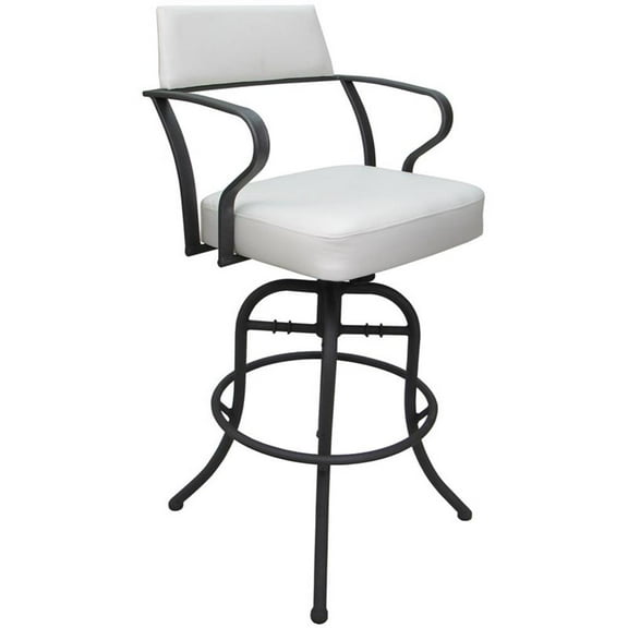 Carolina Swivel Tilt Bar 30" Metal Bar Stool - White Vinyl - Gray Frame