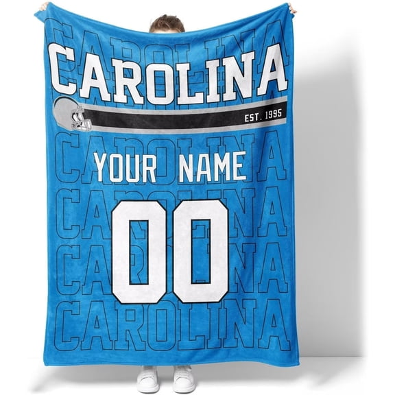 Carolina Throw Blanket for Men Women Boy Custom Name and Number Gifts