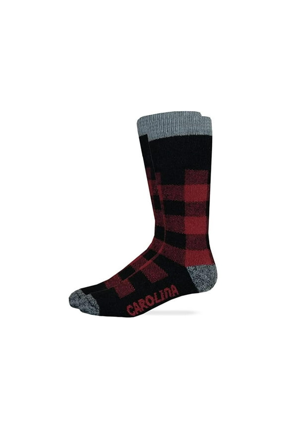 Buffalo Plaid Full Cushion Merino Wool Blend Socks, Red, (L) Shoe Size 9-13, 1 Pair