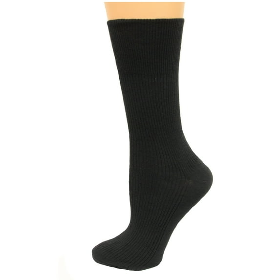 Carolina Ultimate Diabetic Non-Binding Crew Socks 2 Pair, Black, Women's 6-9