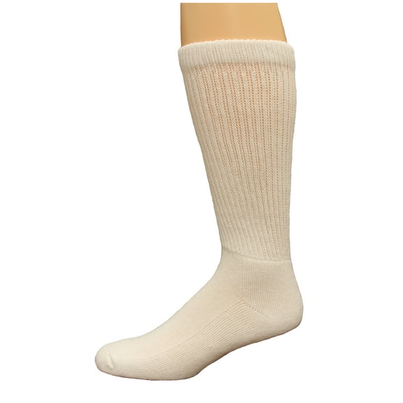Carolina Ultimate Diabetic Non-Binding Crew Socks 2 Pair, White, Men's 9-13
