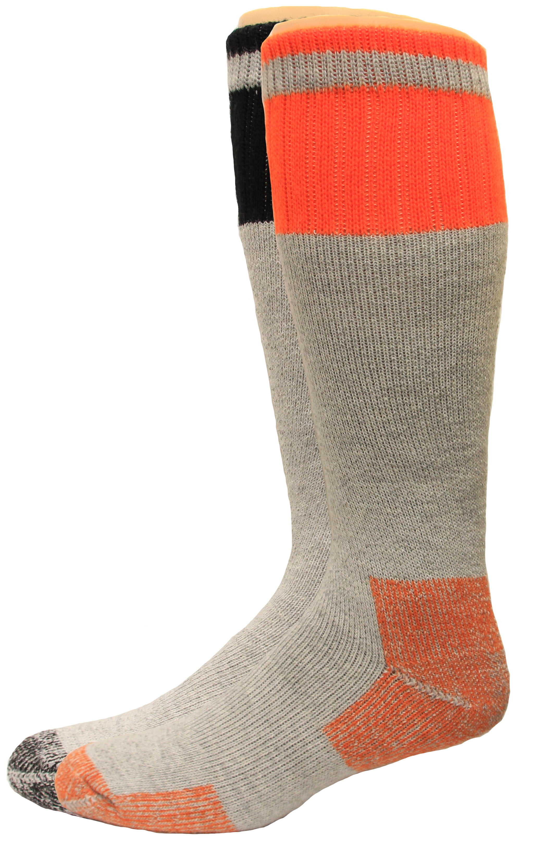 Carolina Ultimate Men's Crew Work Sock 2 Pair, Orange/Black, Men's 10