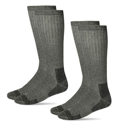 Carolina Ultimate Mens Socks, Big & Tall Merino Wool Cushion Mid Calf Outdoor Boot Socks, 2 Pair