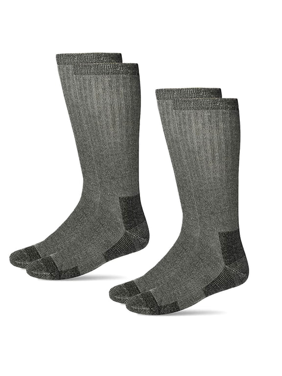 Mens Socks, Big & Tall Merino Wool Cushion Mid Calf Outdoor Boot Socks, 2 Pair