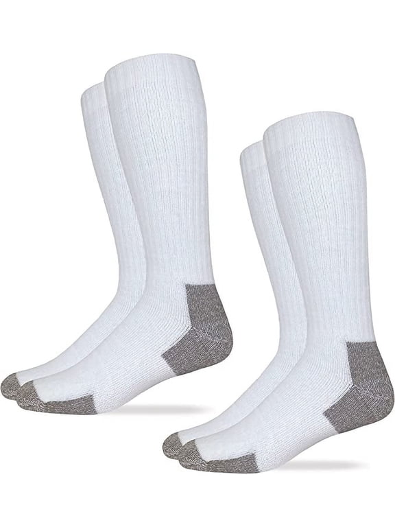 Mens Socks, Big & Tall Steel Toe Boot Tall Over the Calf Cushion Socks, 2 Pair