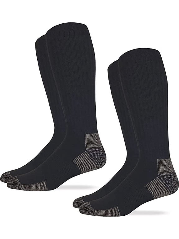 Mens Socks, Big & Tall Steel Toe Boot Tall Over the Calf Cushion Socks, 2 Pair