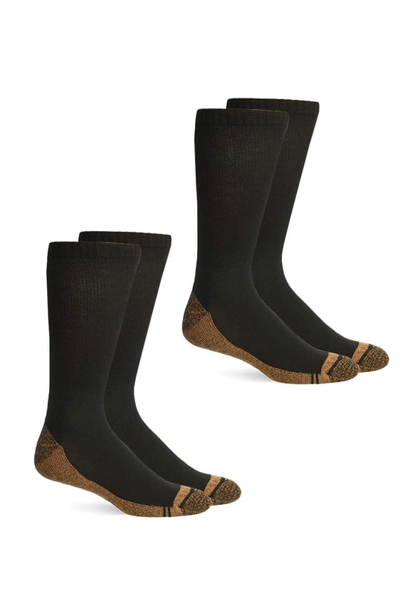 Mens Socks, Copper Boot Crew Anti-Odor Seamless Cushion Sock, 2 Pair