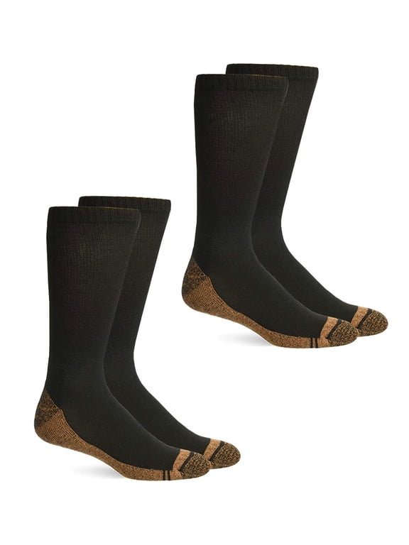 Mens Socks, Copper Boot Crew Anti-Odor Seamless Cushion Sock, 2 Pair