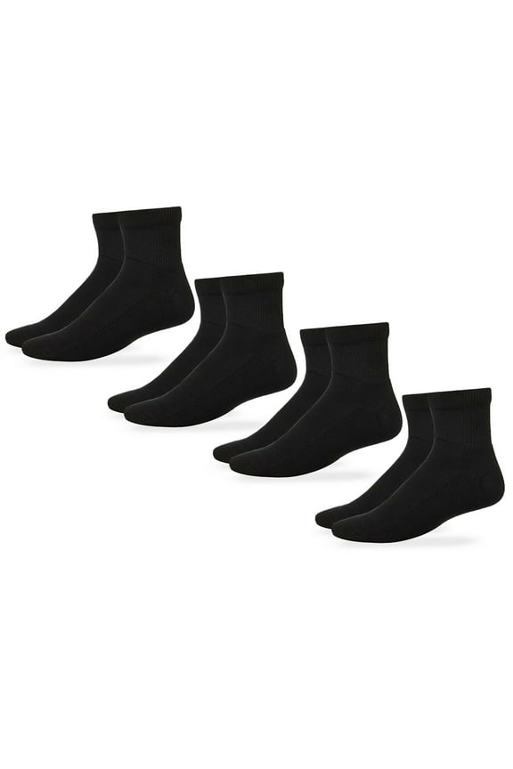 Mens Womens Socks, Non-Binding Diabetic Cotton Quarter Socks, 4 Pairs