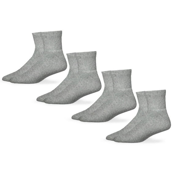Carolina Ultimate Mens Womens Socks, Non-Binding Diabetic Cotton Quarter Socks, 4 Pairs