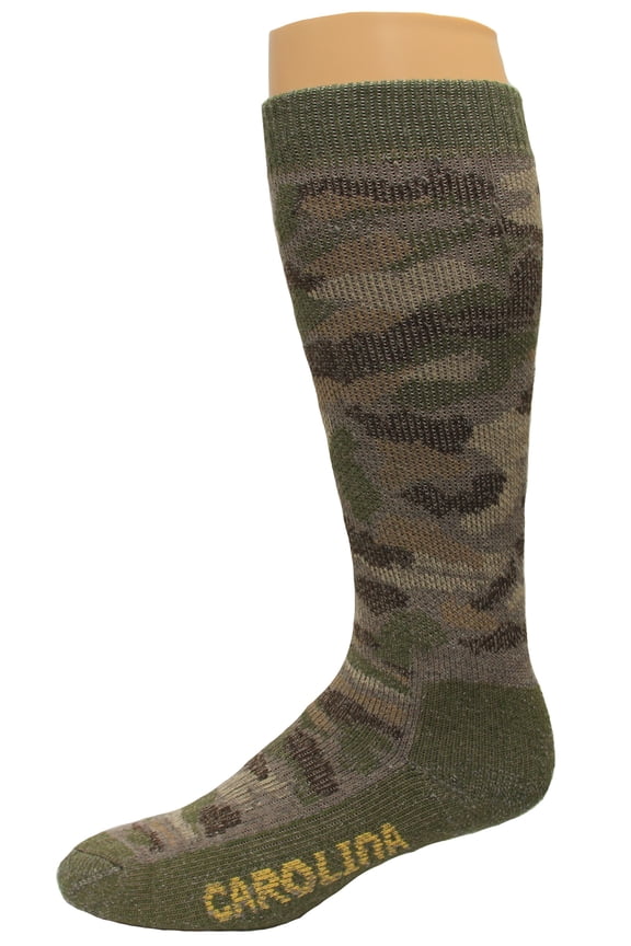 Outdoor Obesssion Merino Wool Crew Socks 1 Pair, Grey/Green Camo, Men's 4-9