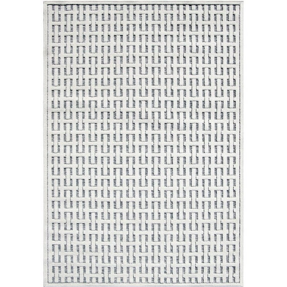 Carolina Weavers Boucle Guilded Gate White High Low Indoor Outdoor Area Rug 7'9"x10'10" - Off-White