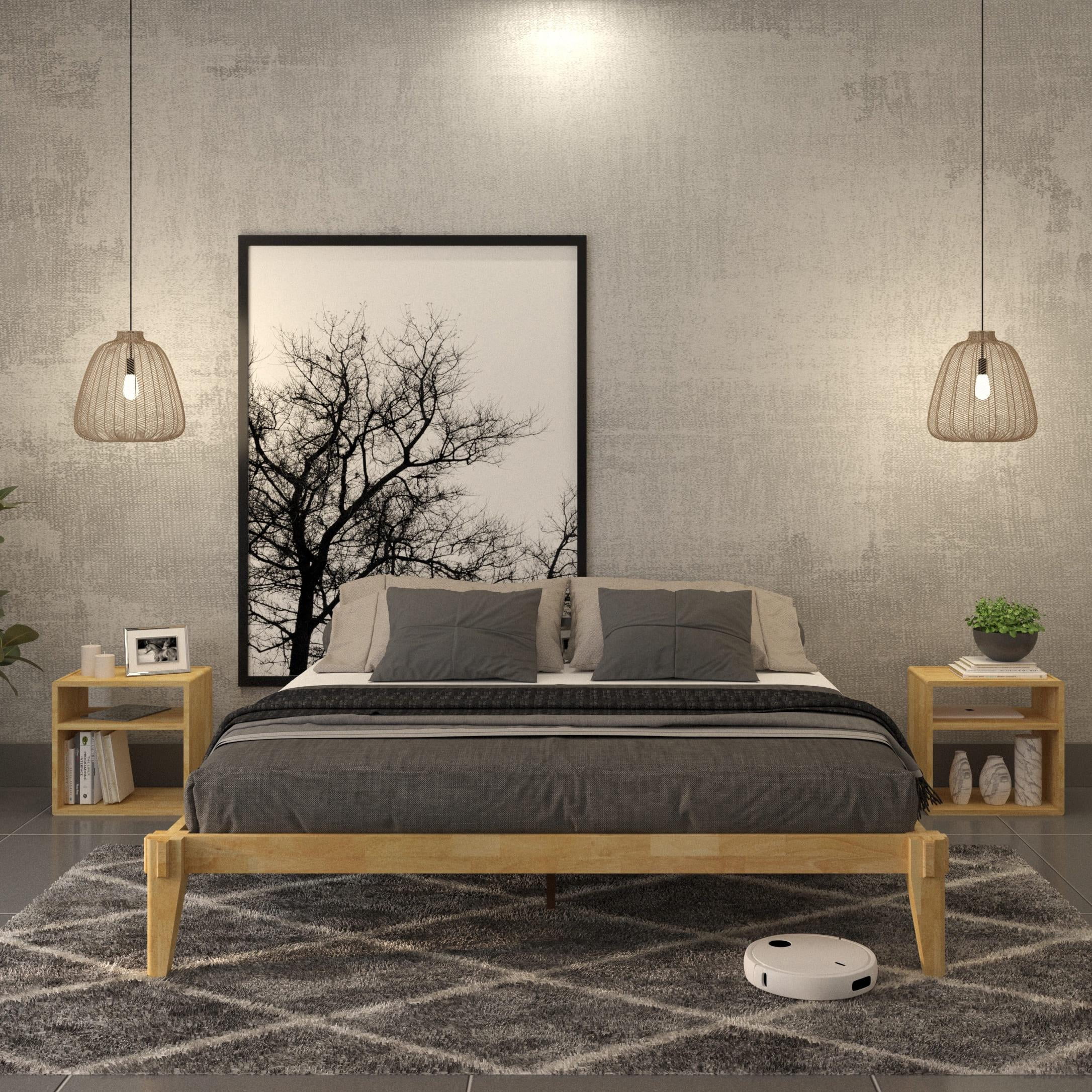 Caroline 14" Platform Bed Frame King, No Headboard, Modern, Solid Wood ...