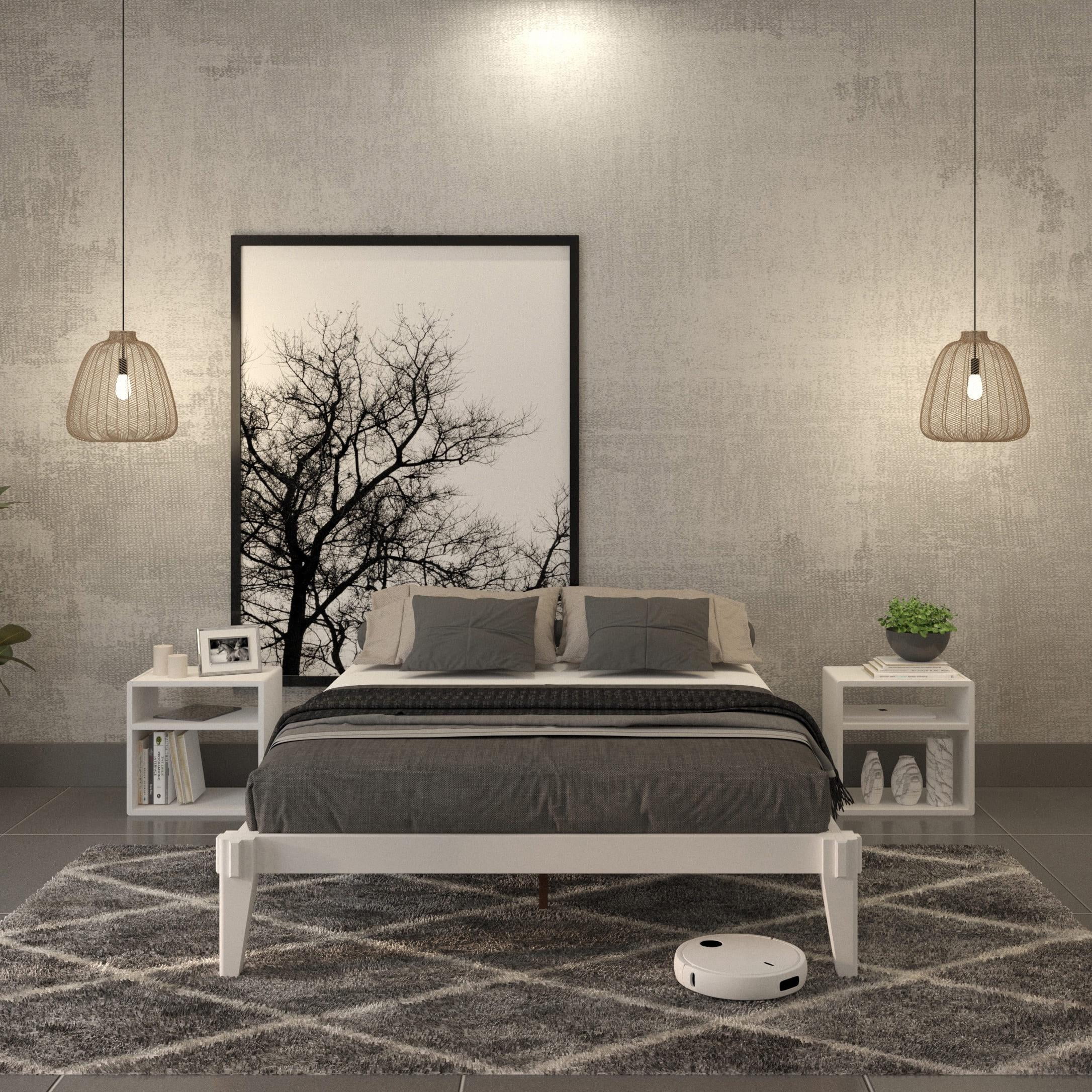 Caroline 14" Queen Platform Bed Frame, No Headboard, Modern, Solid Wood ...