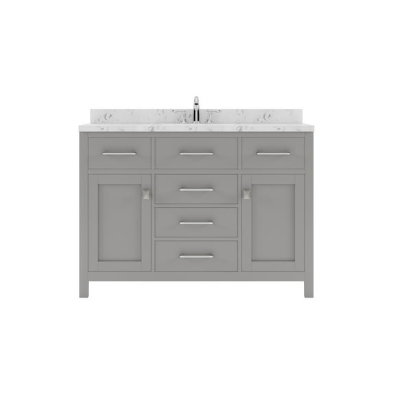 Caroline 48" Single Bath Vanity in Cashmere Gray with Cultured Marble Quartz Top and Round Sink
