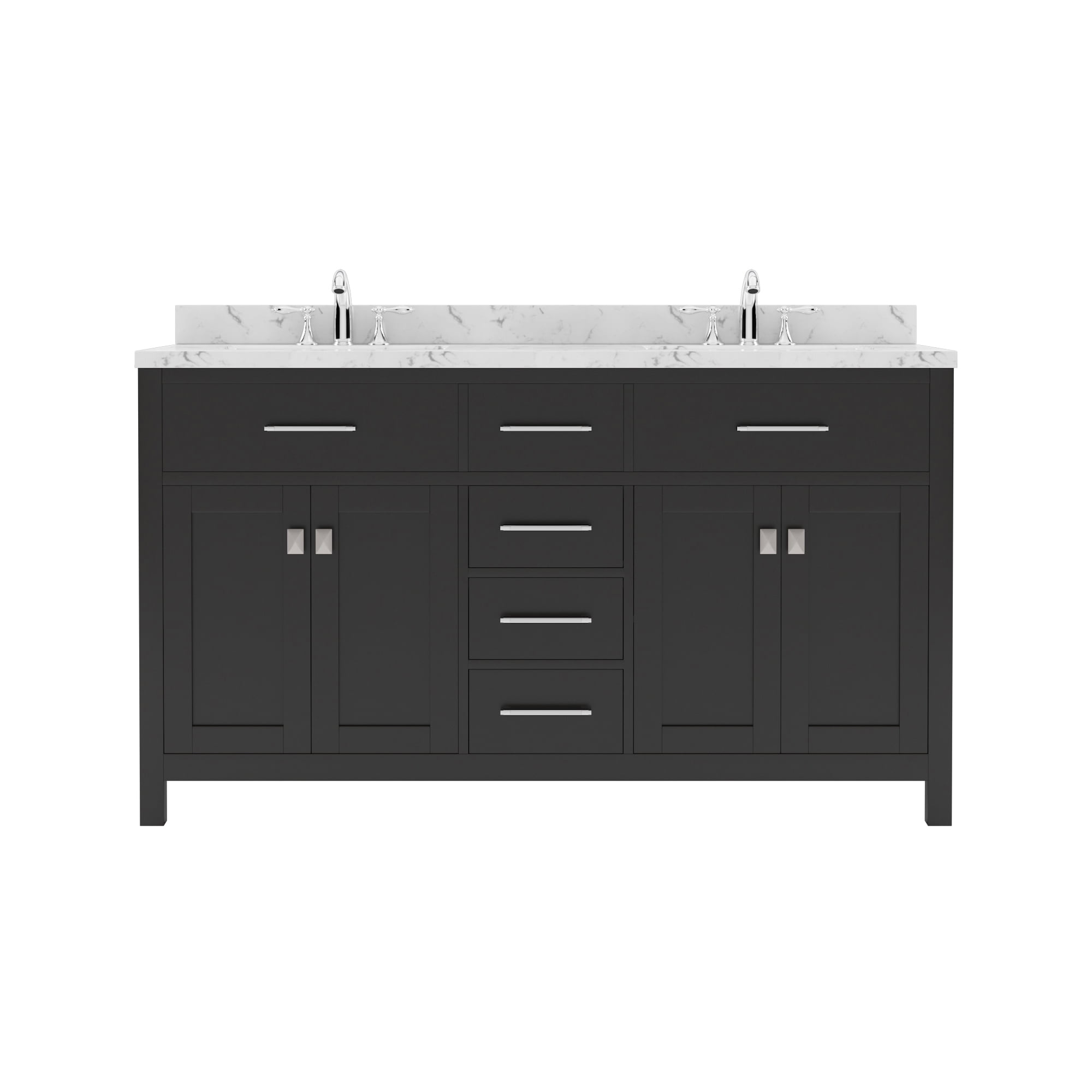 Caroline 60" Double Bath Vanity in Espresso with Cultured Marble Quartz