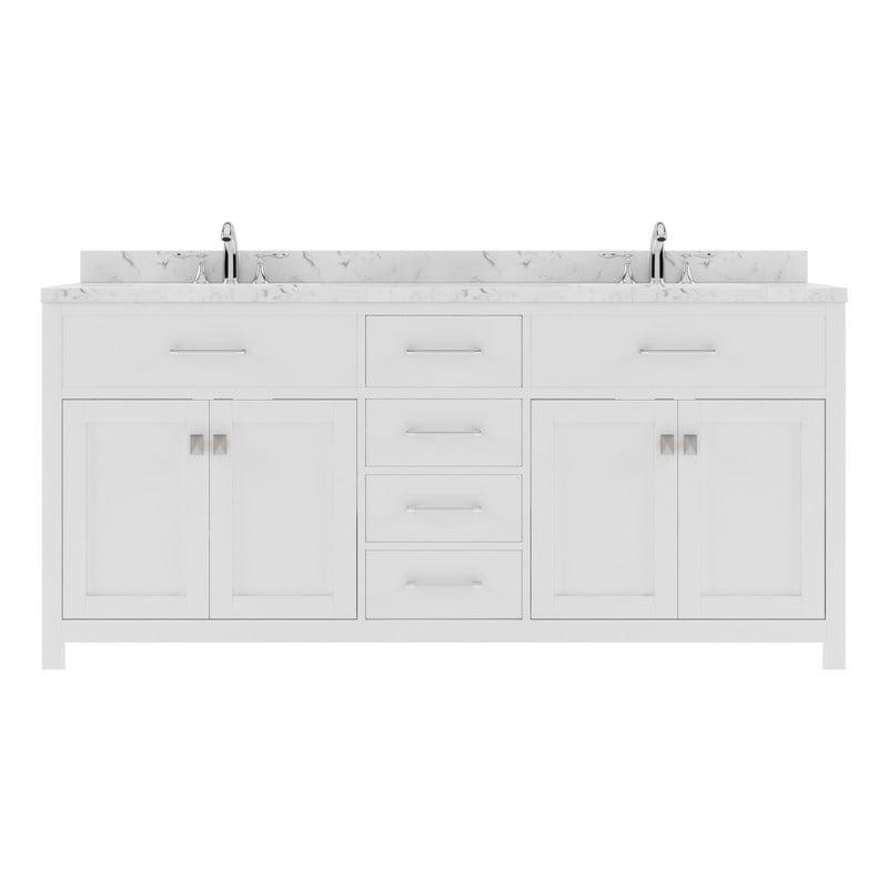 Caroline 72" White Double Freestanding Vanity with Marble Quartz Top