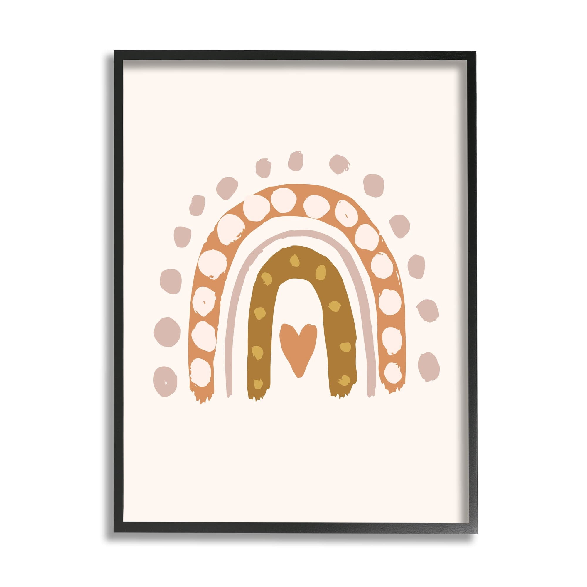 Caroline Alfreds Dotted Bohemian Rainbow Heart Symbol Kid's Art 24" x 30" Framed Painting Art Prints by Stupell Home Décor