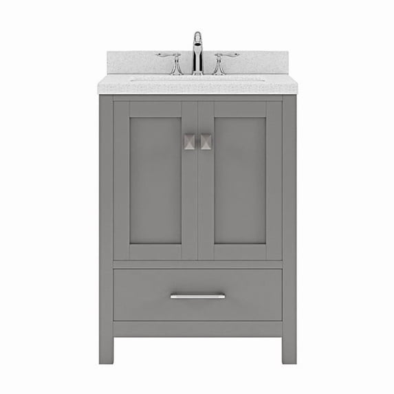 Caroline Avenue 24" Single Bath Vanity in Gray with White Quartz Top and Round Sink