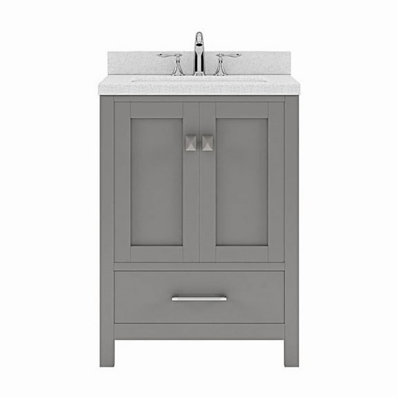 Caroline Avenue 24" Single Bath Vanity in Gray with White Quartz Top and Square Sink