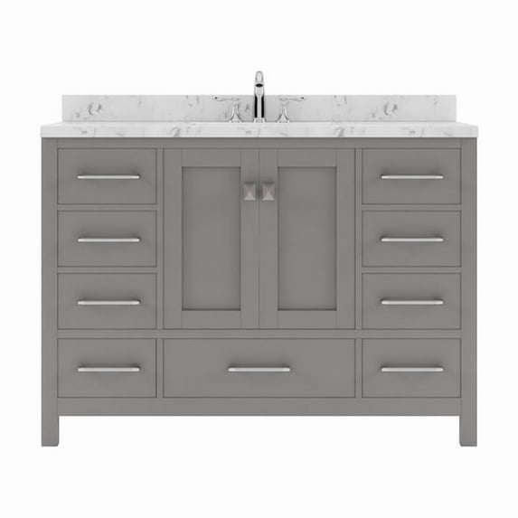Caroline Avenue 48" Single Bath Vanity in Gray with Cultured Marble Quartz Top and Square Sink