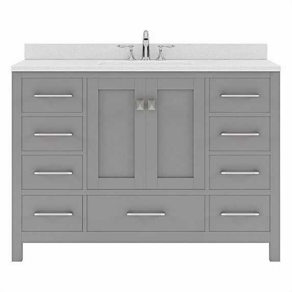 Caroline Avenue 48" Single Bath Vanity in Gray with White Quartz Top and Square Sink