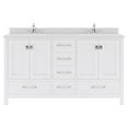 thumbnail image 1 of Caroline Avenue 60" Double Bath Vanity in White with White Quartz Top and Square Sinks, 1 of 2