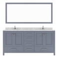 thumbnail image 1 of Caroline Avenue 72" Double Bath Vanity in Gray with Cultured Marble Quartz Top and Round Sinks with Polished Chrome Faucets with Matching Mirror, 1 of 3