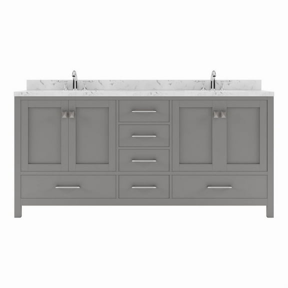 Caroline Avenue 72" Double Bath Vanity in Gray with Cultured Marble Quartz Top and Round Sinks