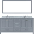 thumbnail image 1 of Caroline Avenue 72" Double Bath Vanity in Gray with White Marble Top and Square Sinks with Brushed Nickel Faucets with Matching Mirror, 1 of 5