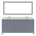 thumbnail image 1 of Caroline Avenue 72" Double Bath Vanity in Gray with White Quartz Top and Round Sinks with Polished Chrome Faucets with Matching Mirror, 1 of 3