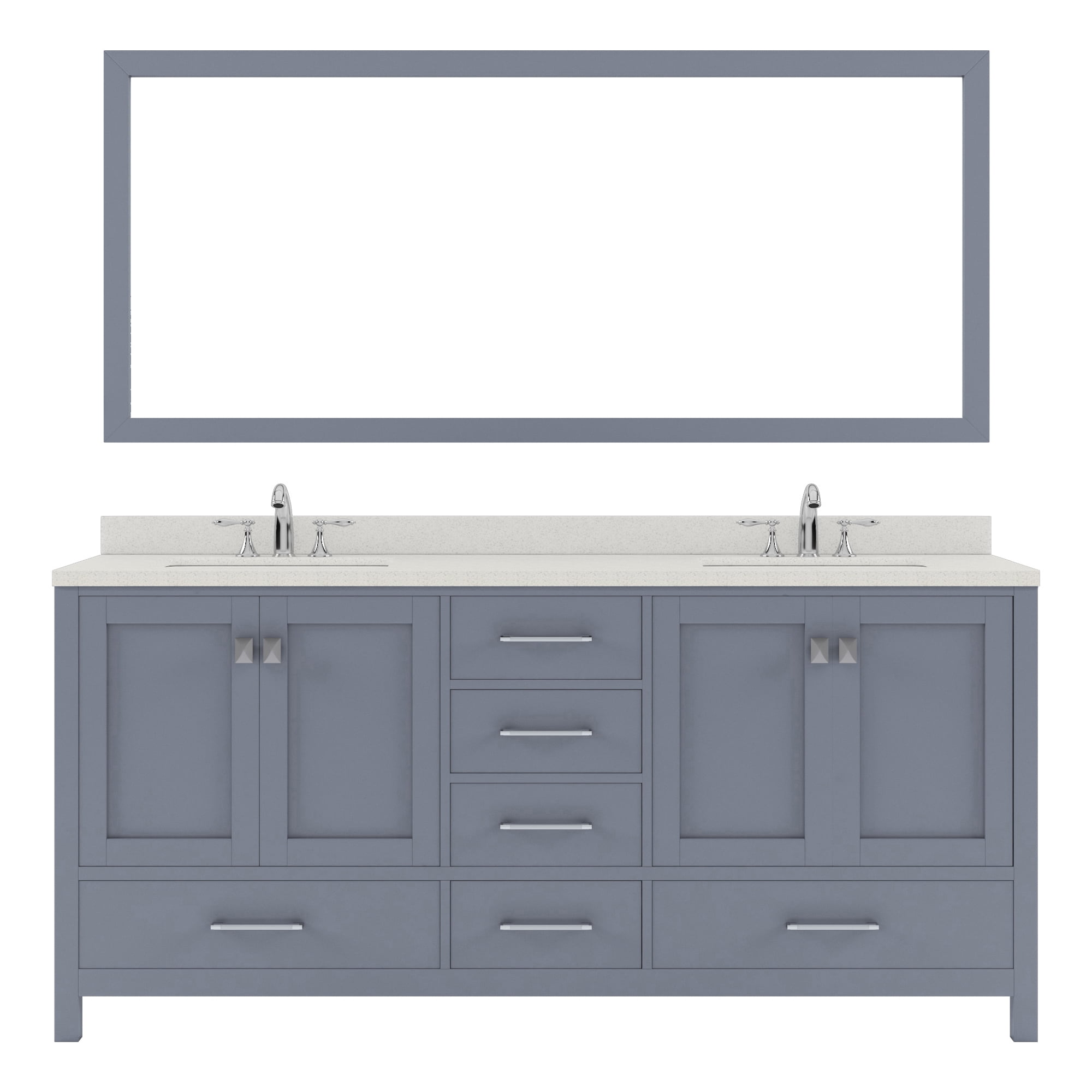 Caroline Avenue 72" Double Bath Vanity in Gray with White Quartz Top ...