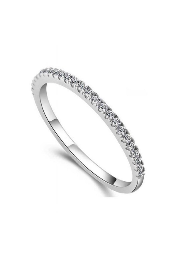 Caroline Anniversary Band for Women Half Eternity Ring White Gold Plated CZ Ginger Lyne