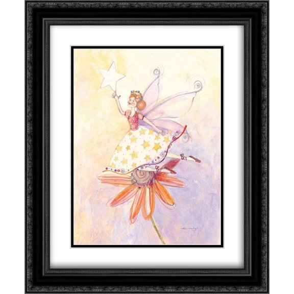 Caroline Dandelion 2x Matted 20x24 Black Ornate Framed Art Print by Rawlings, Robin