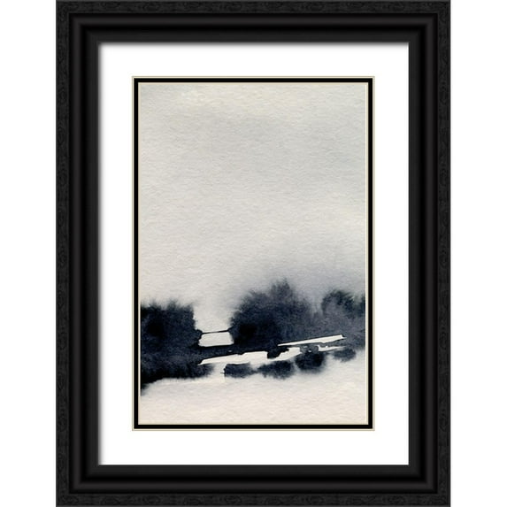 Caroline, Emma 11x14 Black Ornate Wood Framed with Double Matting Museum Art Print Titled - Ink Bleed Landscape II