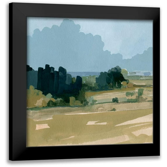 Caroline, Emma 12x12 Black Modern Framed Museum Art Print Titled - Muted Distant Shoreline I