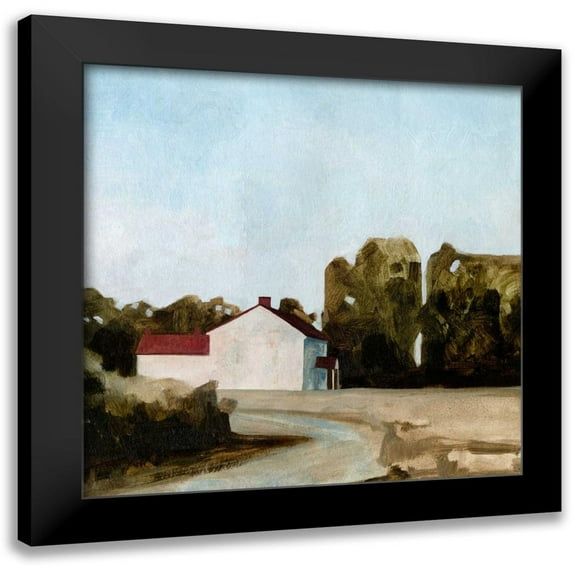 Caroline, Emma 12x12 Black Modern Framed Museum Art Print Titled - Quiet Farmhouse II