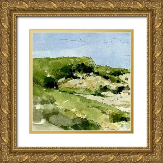 Caroline, Emma 12x12 Gold Ornate Wood Framed with Double Matting Museum Art Print Titled - Coastal Sketch III