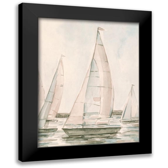 Caroline, Emma 12x14 Black Modern Framed Museum Art Print Titled - Sail Scribble I